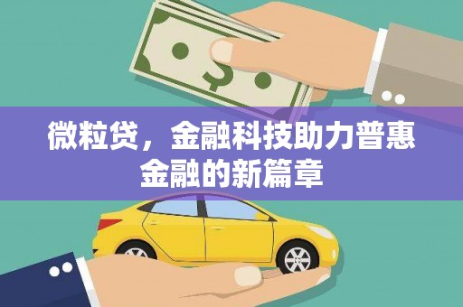 宽甸微粒贷，金融科技助力普惠金融的新篇章