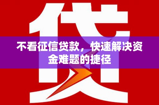 宽甸不看征信贷款，快速解决资金难题的捷径