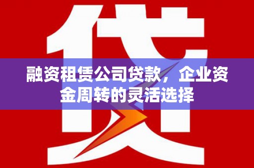 宽甸融资租赁公司贷款，企业资金周转的灵活选择