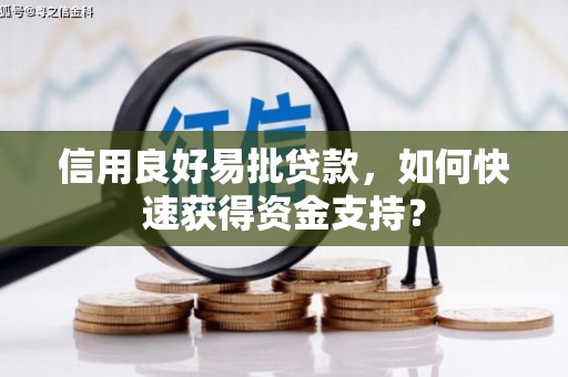 宽甸信用良好易批贷款，如何快速获得资金支持？