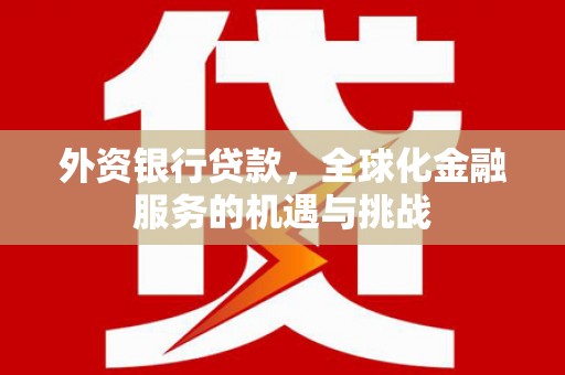 宽甸外资银行贷款，全球化金融服务的机遇与挑战